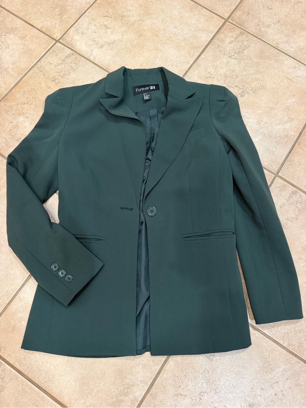Forever 21 Forest Green Single-Button Blazer